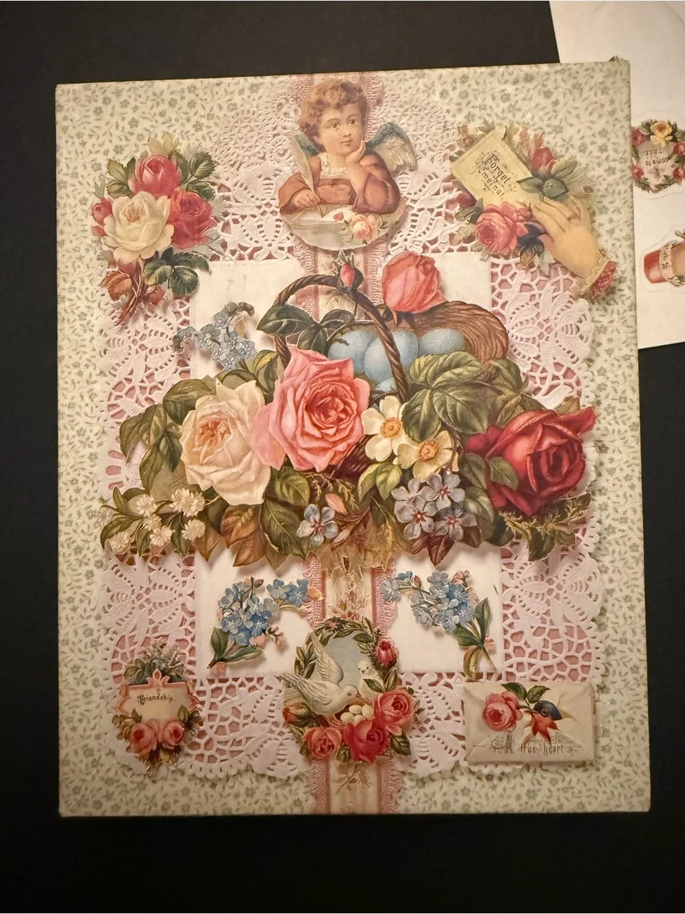 Vintage Victorian Stationary & Box Pink Cream stickers  envelopes Cottage Prarie
